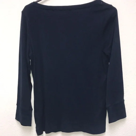 Jones New York Signature Women’s Medium Sporty Pullover Top Navy Blue - Picture 3 of 9